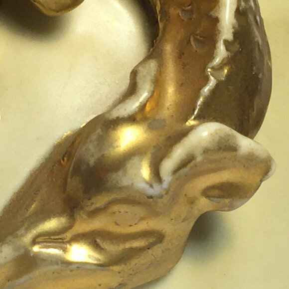 Victoria Carlsbad Art Nouveau Dragon Vase Gold and Floral Accents Please Read - Picture 8 of 15